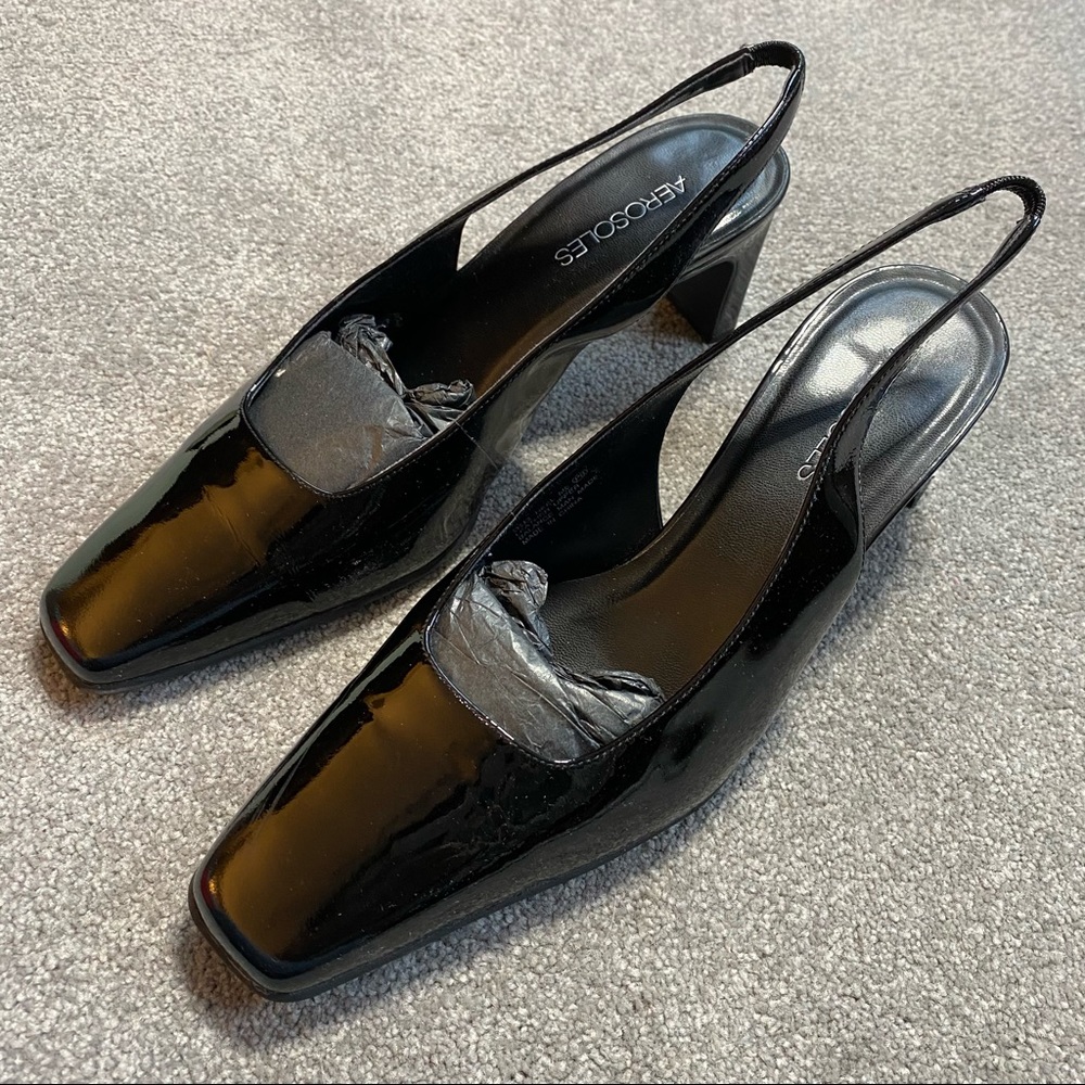 Aerosoles Black Patent Slingback Heels